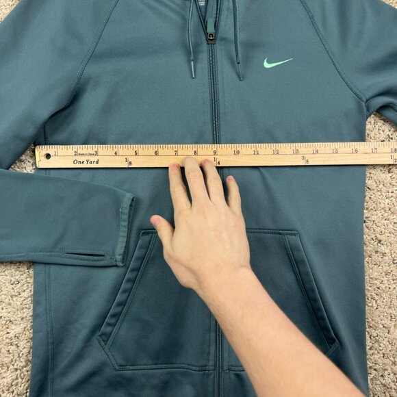 Nike Women's XS Full Zip Fleece Lined Green Blue Gray Hooded Jacket W Pockets - Picture 3 of 9